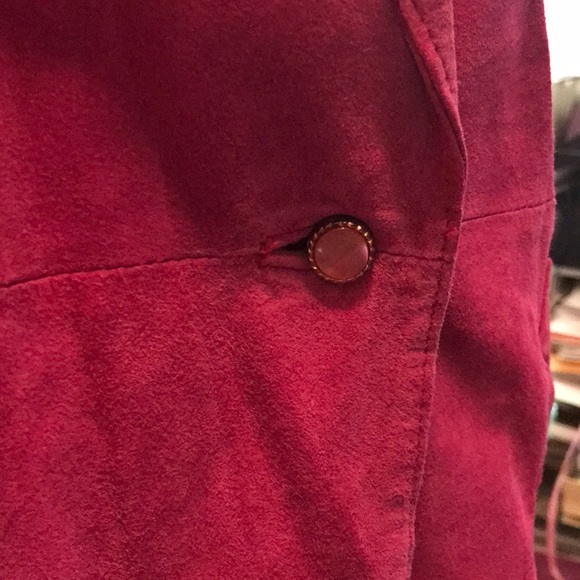 Suede leather blazer raspberry fully lined.leather jacket size M vintage - Picture 6 of 8
